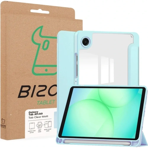 Etui z klapką Bizon Case Tab Clear Matt do Samsung Galaxy Tab A11 / A9 błękitne