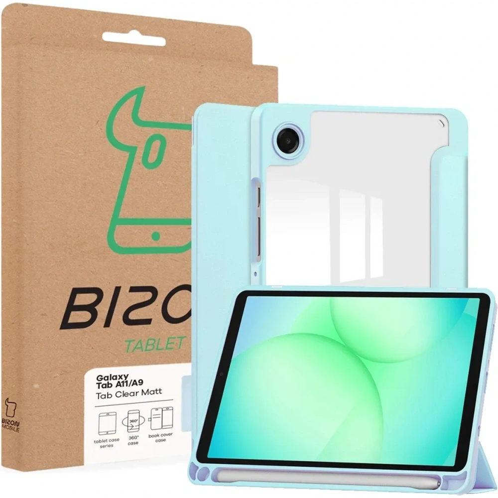 Etui z klapką Bizon Case Tab Clear Matt do Samsung Galaxy Tab A11 / A9 błękitne