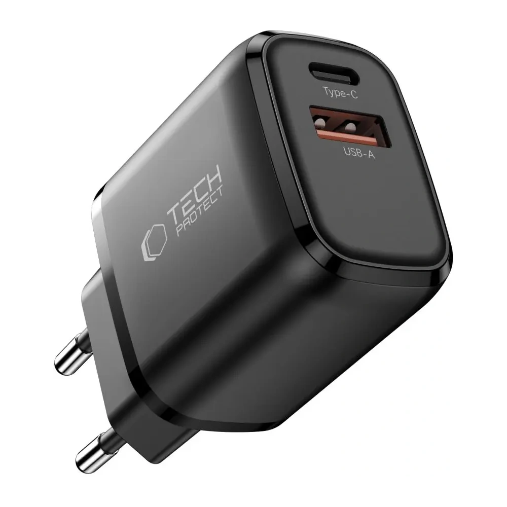 Ładowarka sieciowa Tech-Protect NCA45W-GAN USB-A, USB-C Network Charger PD 45W / QC3.0 Black