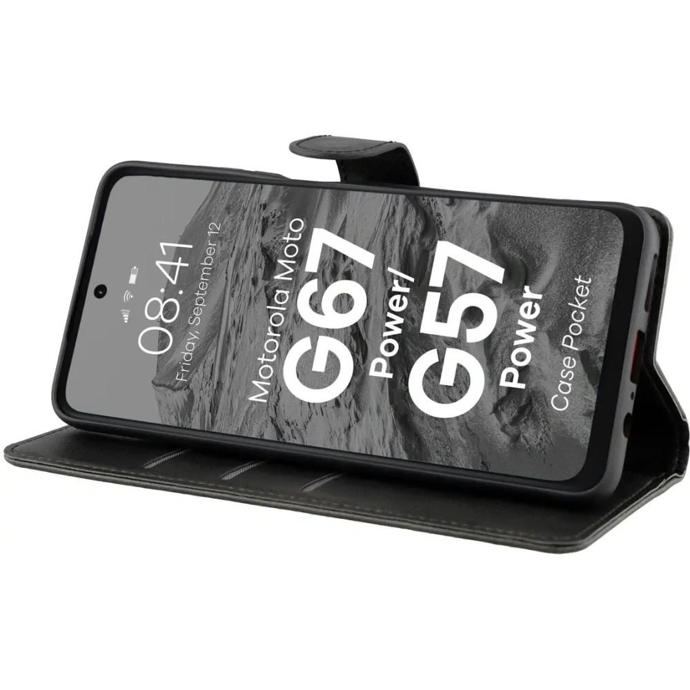 Etui z klapką Bizon Case Pocket do Motorola Moto G57 Power / G67 Power czarne