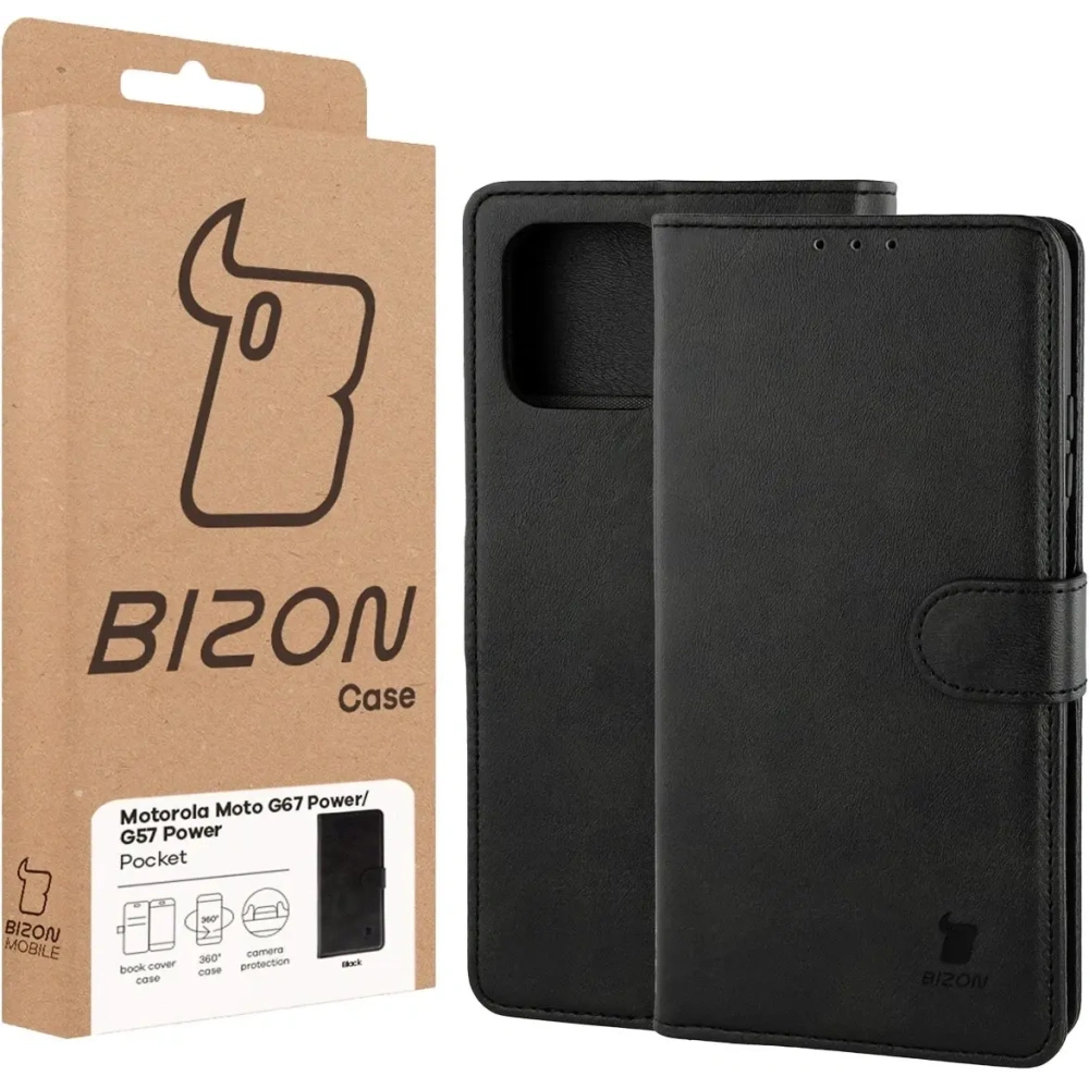 Etui z klapką Bizon Case Pocket do Motorola Moto G57 Power / G67 Power czarne