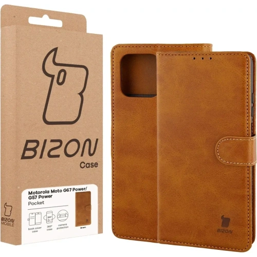 Etui z klapką Bizon Case Pocket do Motorola Moto G57 Power / G67 Power brązowe