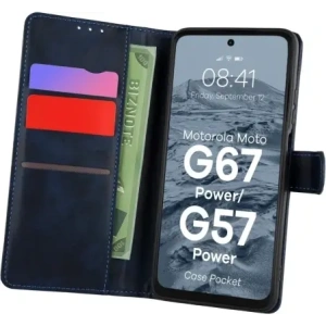 Etui z klapką Bizon Case Pocket do Motorola Moto G57 Power / G67 Power granatowe