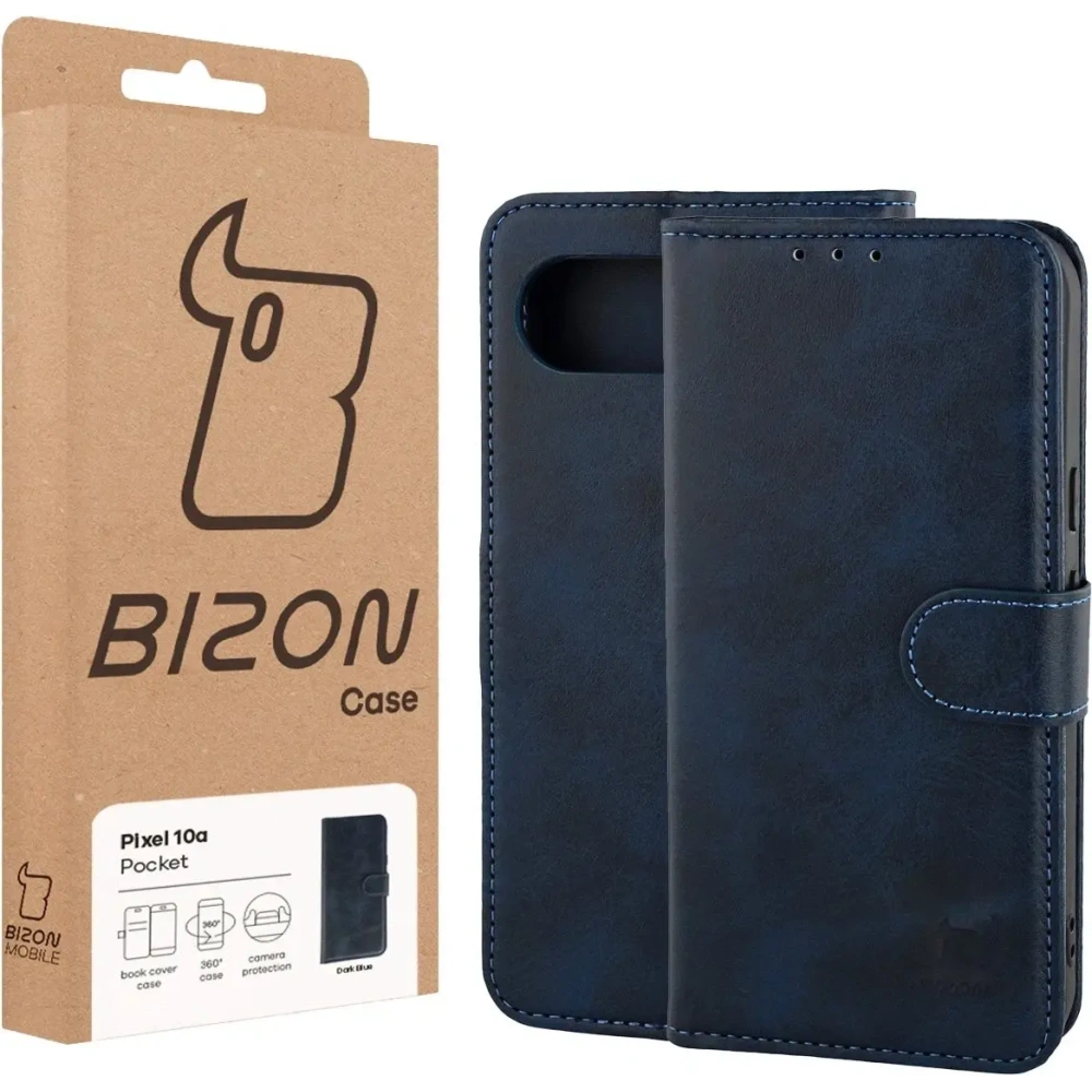 Etui z klapką Bizon Case Pocket do Google Pixel 10a granatowe