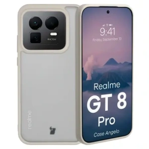 Etui Bizon Case Angelo do Realme GT 8 Pro półprzezroczyste z beżową ramką