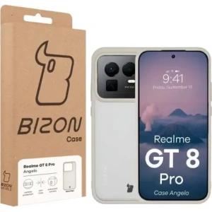 Etui Bizon Case Angelo do Realme GT 8 Pro półprzezroczyste z beżową ramką