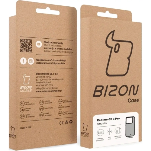 Etui Bizon Case Angelo do Realme GT 8 Pro przydymione z czarną ramką