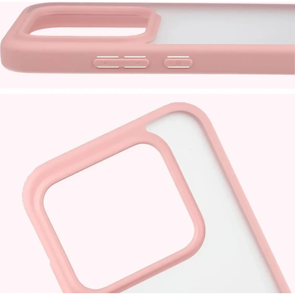 Etui Bizon Case Angelo do Realme GT 8 Pro półprzezroczyste z jasnoróżową ramką