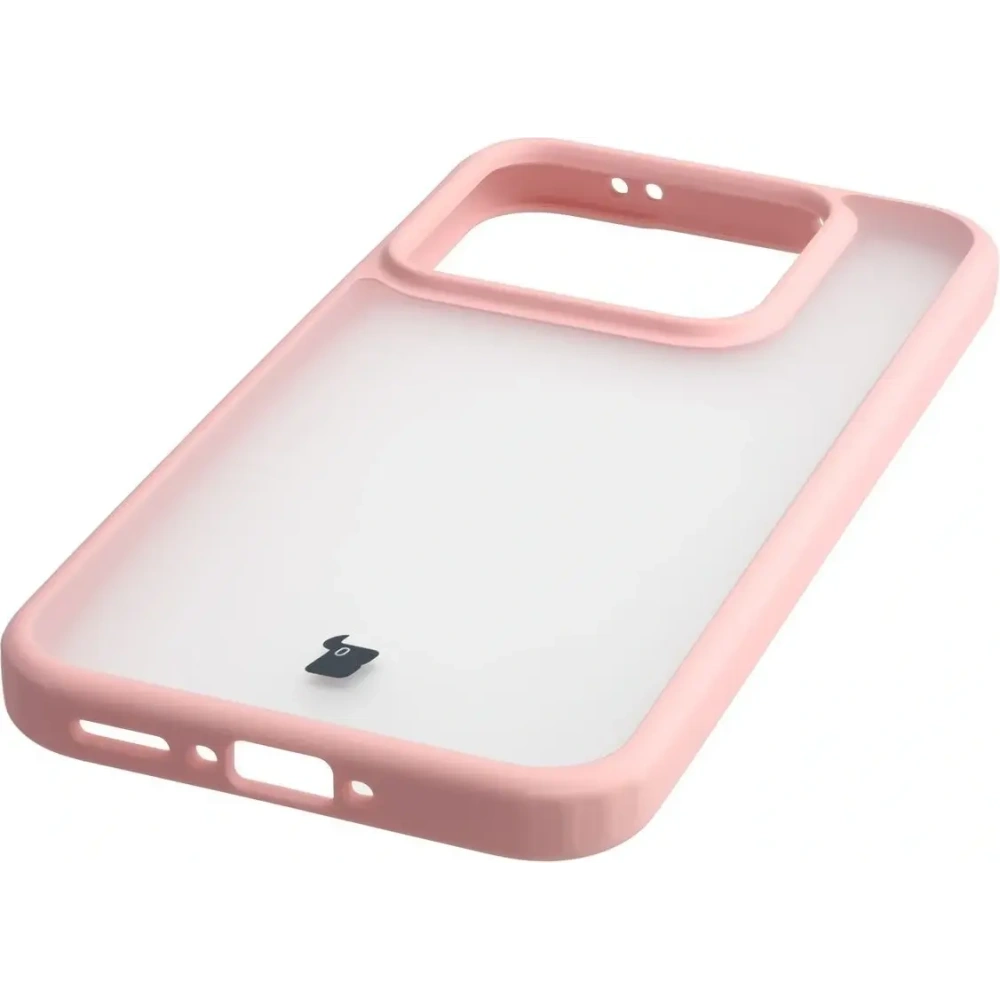 Etui Bizon Case Angelo do Realme GT 8 Pro półprzezroczyste z jasnoróżową ramką