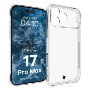Elastyczne etui + 2x szkło hartowane Bizon Case Clear Pack do Apple iPhone 17 Pro Max