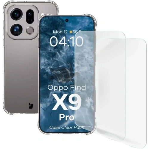 Elastyczne etui + 2x folia na ekran Bizon Case Clear Pack do Oppo Find X9 Pro
