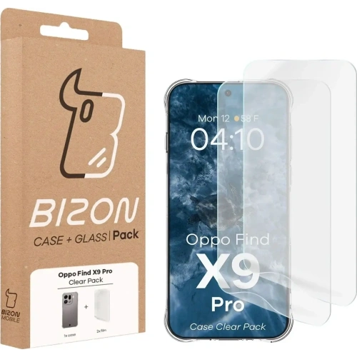 Elastyczne etui + 2x folia na ekran Bizon Case Clear Pack do Oppo Find X9 Pro