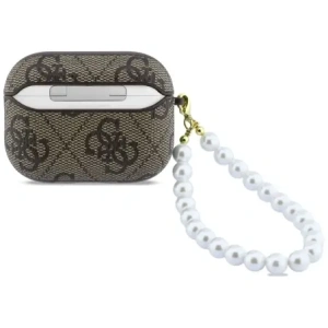 Etui Guess 4G Pearl Strap do Apple AirPods Pro 3 brązowy
