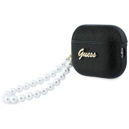 Etui Guess Glitter Pearl Strap do Apple AirPods Pro 3 czarny