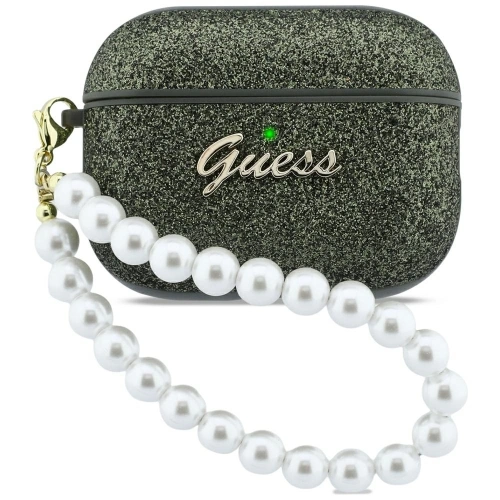 Etui Guess Glitter Pearl Strap do Apple AirPods Pro 3 khaki