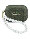 Etui Guess Glitter Pearl Strap do Apple AirPods Pro 3 khaki