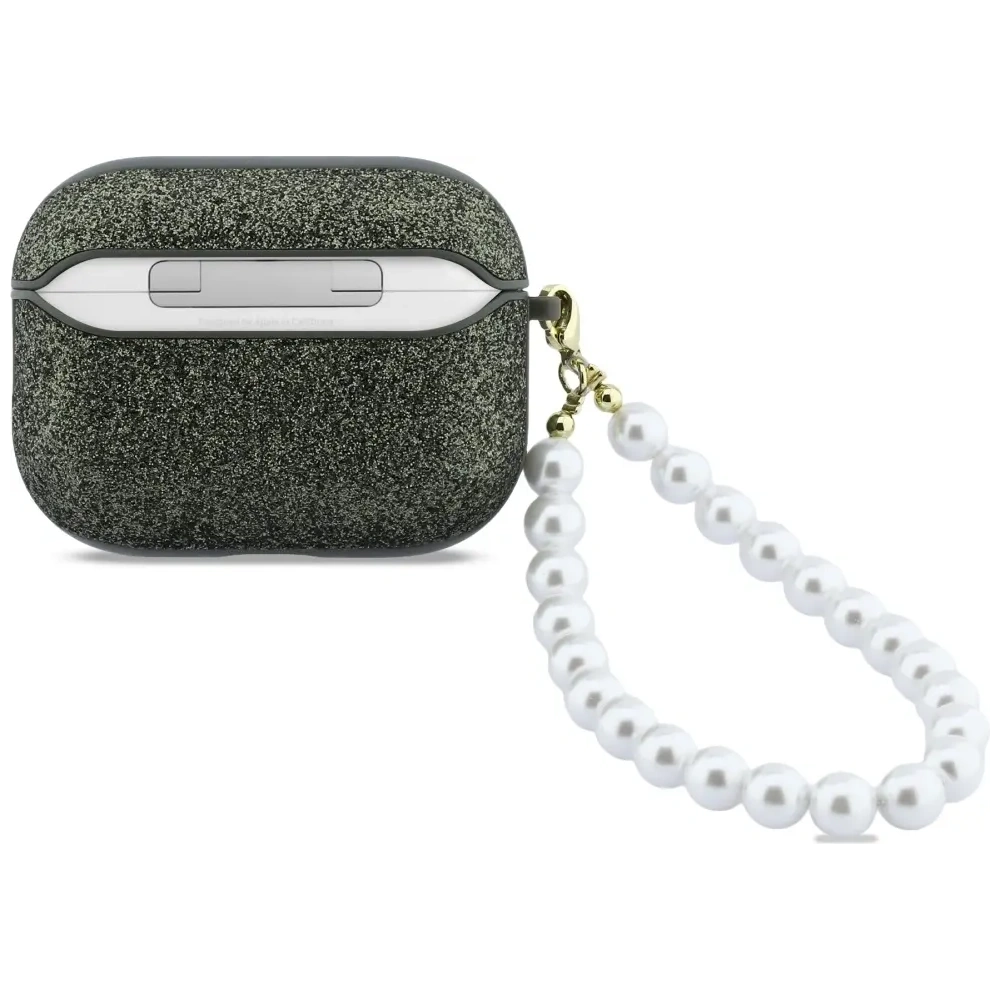 Etui Guess Glitter Pearl Strap do Apple AirPods Pro 3 khaki