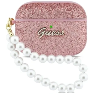 Etui Guess Glitter Pearl Strap do Apple AirPods Pro 3 różowy