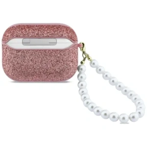 Etui Guess Glitter Pearl Strap do Apple AirPods Pro 3 różowy