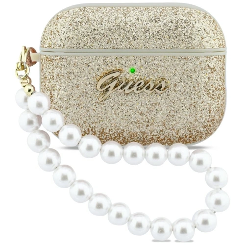 Etui Guess Glitter Pearl Strap do Apple AirPods Pro 3 złoty