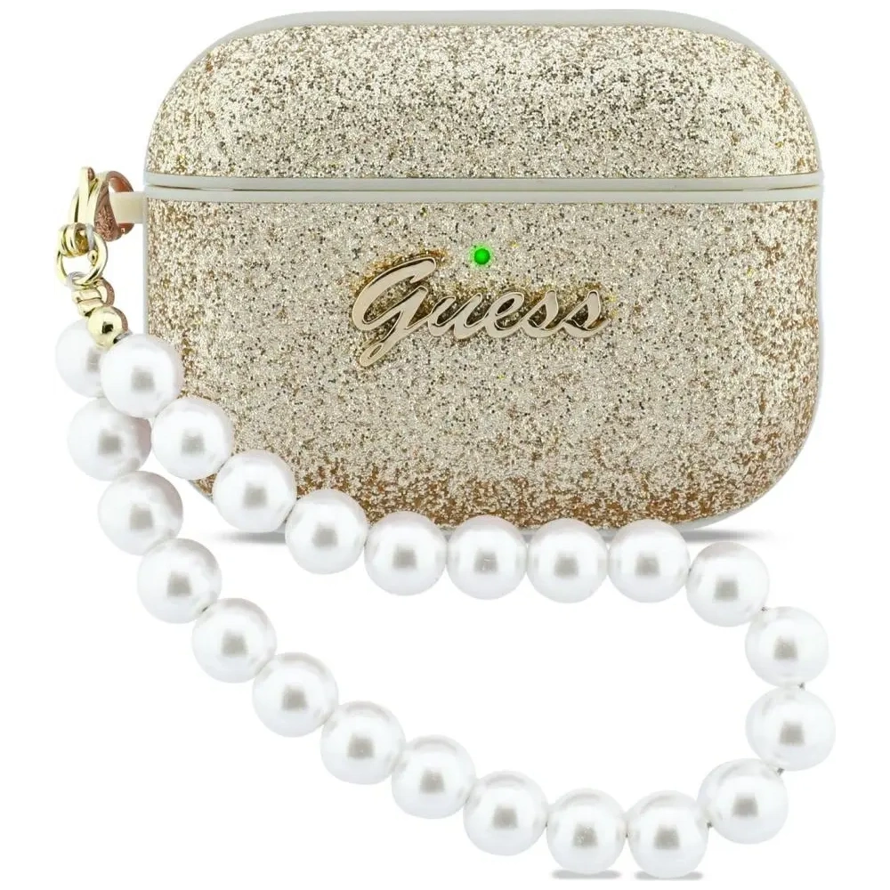 Etui Guess Glitter Pearl Strap do Apple AirPods Pro 3 złoty