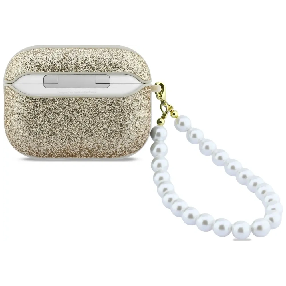 Etui Guess Glitter Pearl Strap do Apple AirPods Pro 3 złoty