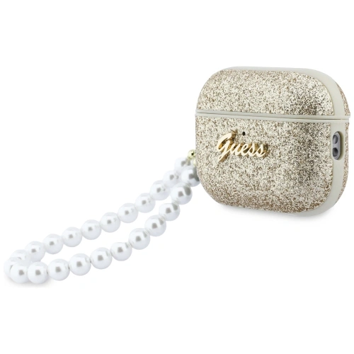 Etui Guess Glitter Pearl Strap do Apple AirPods Pro 3 złoty