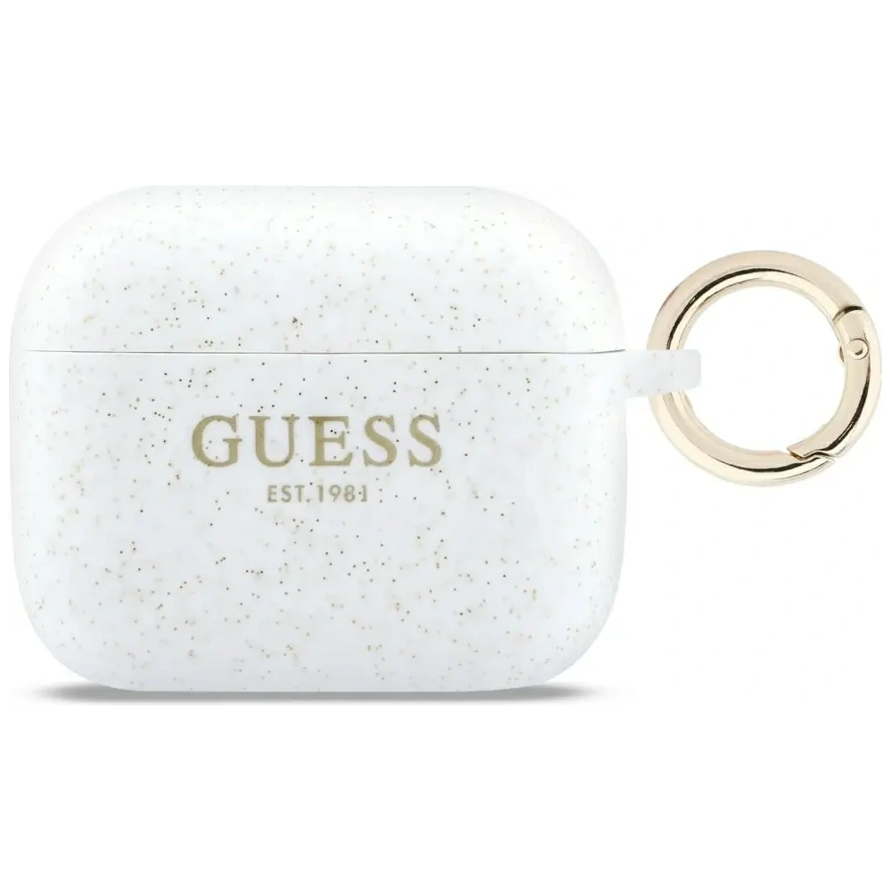 Etui Guess Silicone Glitter Ring do Apple AirPods Pro 3 biały