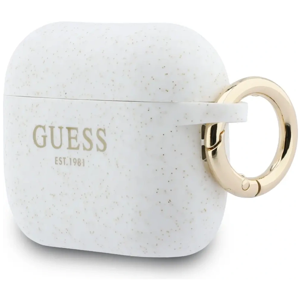 Etui Guess Silicone Glitter Ring do Apple AirPods Pro 3 biały