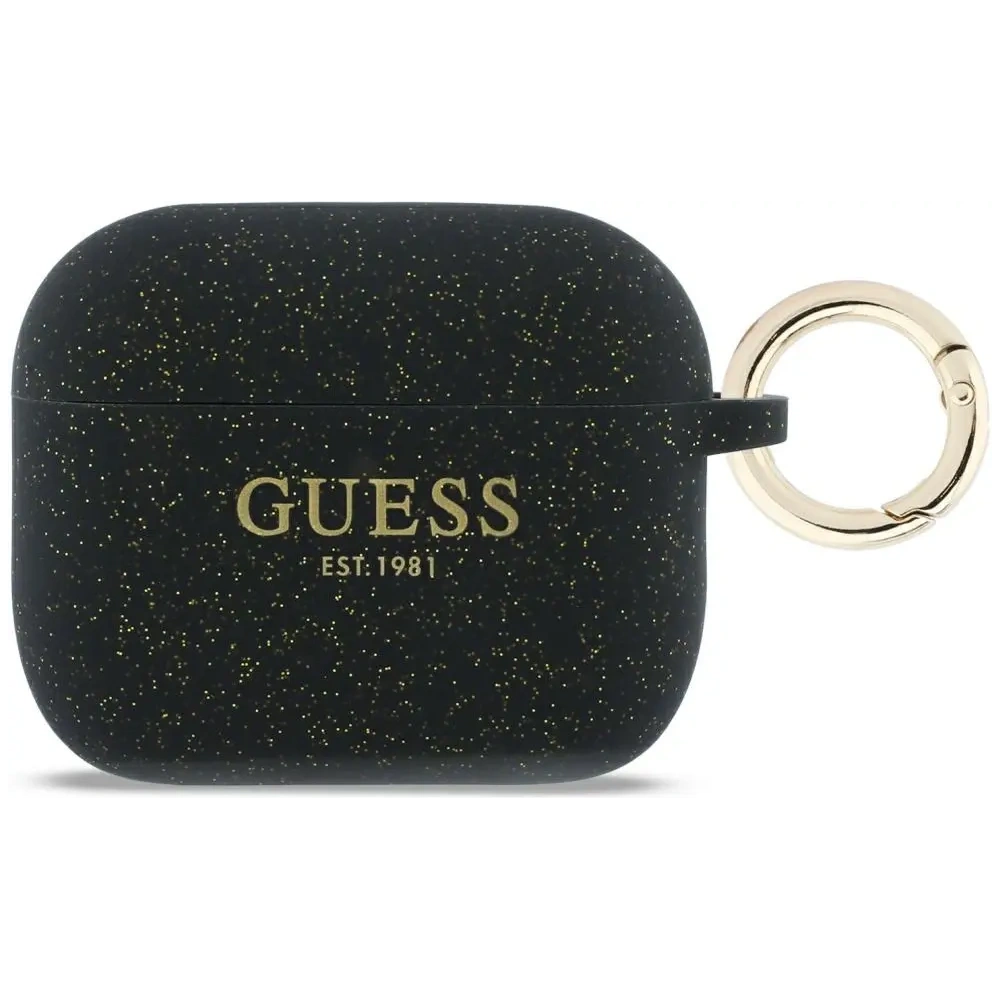 Etui Guess Silicone Glitter Ring do Apple AirPods Pro 3 czarny