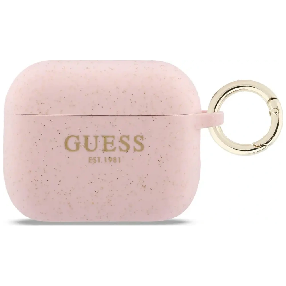 Etui Guess Silicone Glitter Ring do Apple AirPods Pro 3 różowy