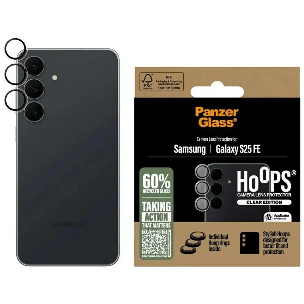 Szkło hartowane na obiektyw PanzerGlass Hoops Lens Protector do Samsung Galaxy S25 FE przezroczysty