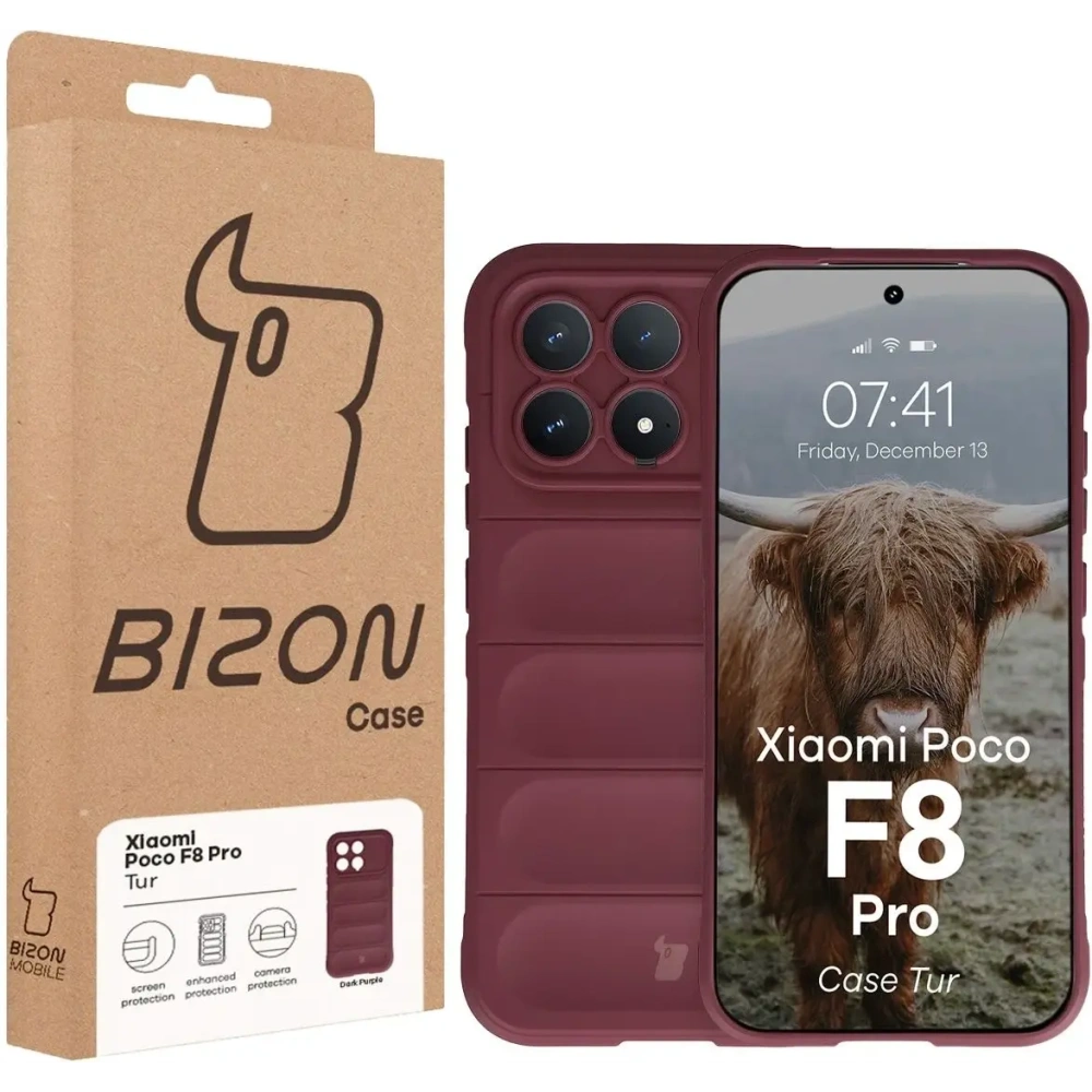 Pancerne etui Bizon Case Tur do Xiaomi POCO F8 Pro burgundowe