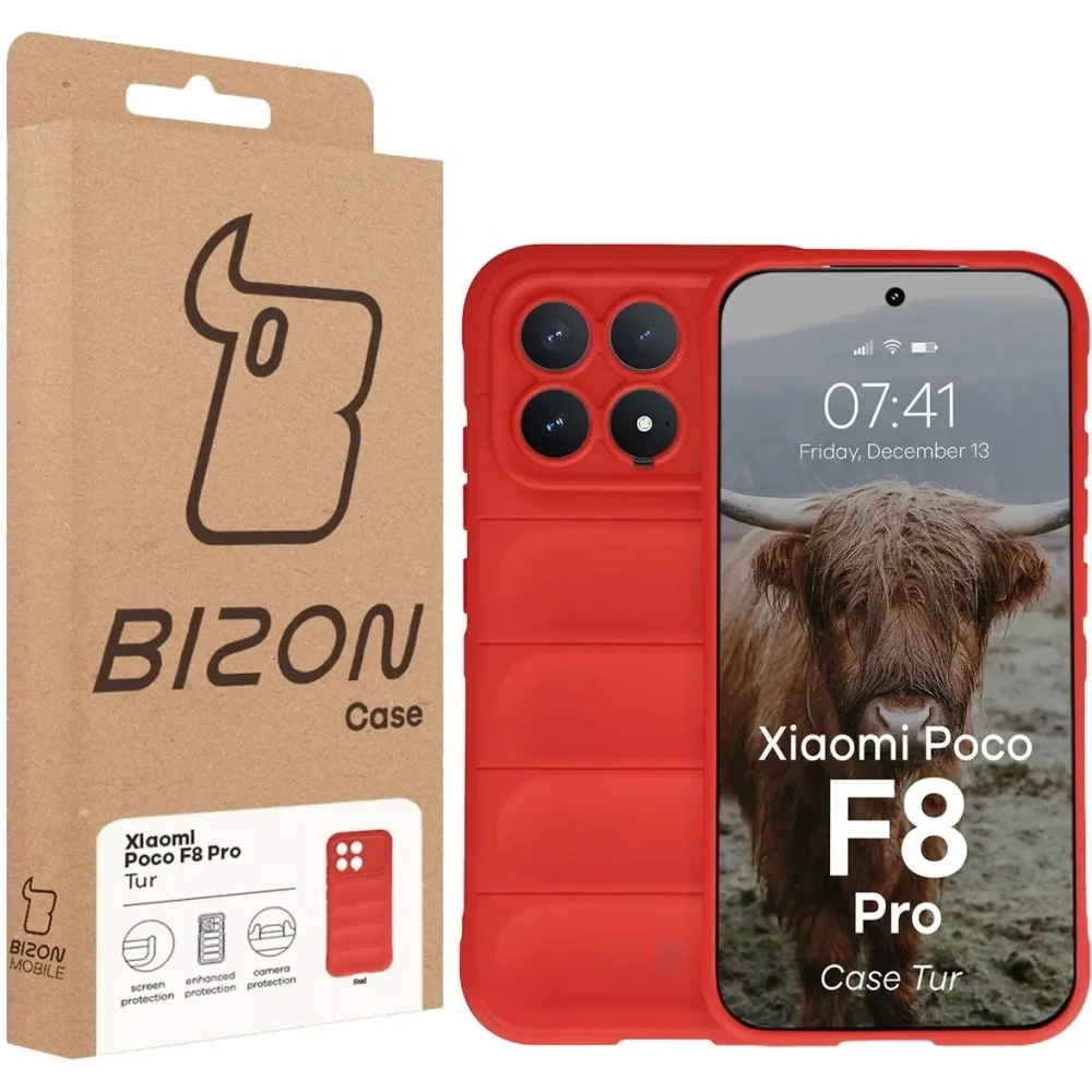 Pancerne etui Bizon Case Tur do Xiaomi POCO F8 Pro czerwone