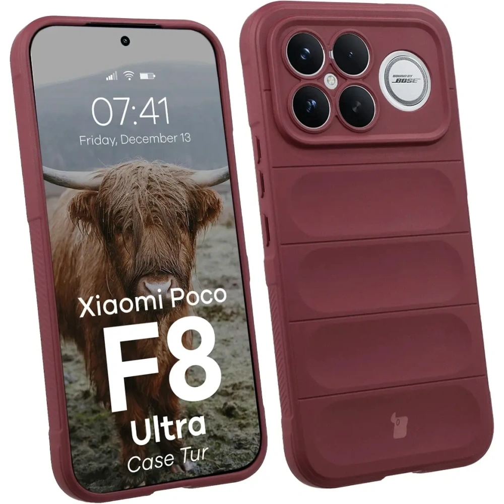 Pancerne etui Bizon Case Tur do Xiaomi POCO F8 Ultra burgundowe
