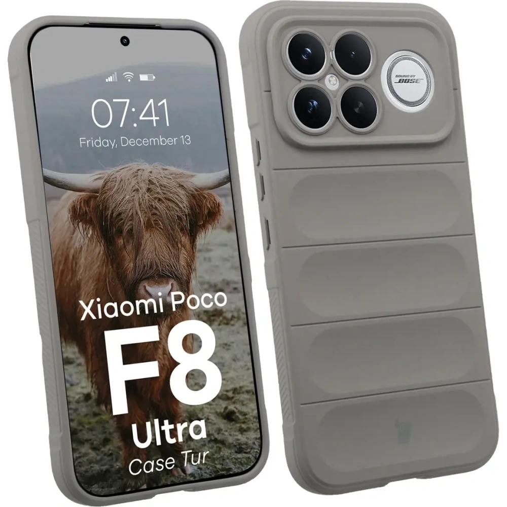 Pancerne etui Bizon Case Tur do Xiaomi POCO F8 Ultra jasnoszare