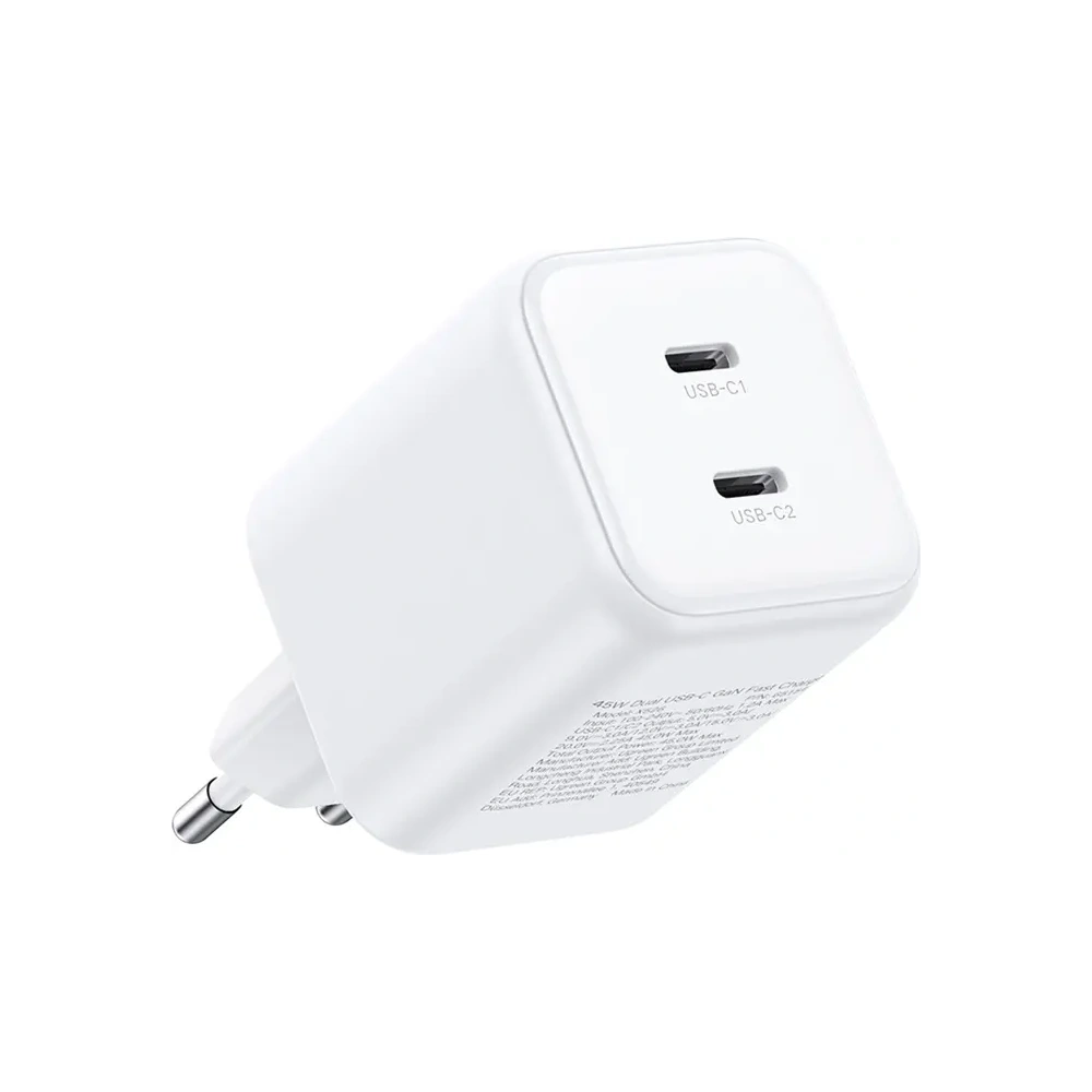 Ładowarka sieciowa Dual UGREEN 2xUSB-C GaN 45W X526 (biała)