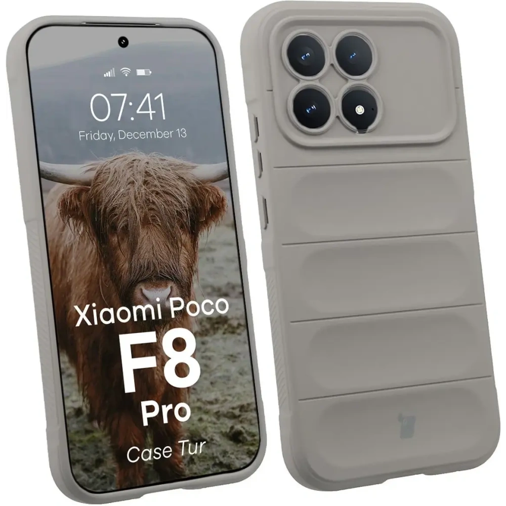 Pancerne etui Bizon Case Tur do Xiaomi POCO F8 Pro jasnoszare