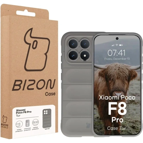 Pancerne etui Bizon Case Tur do Xiaomi POCO F8 Pro jasnoszare