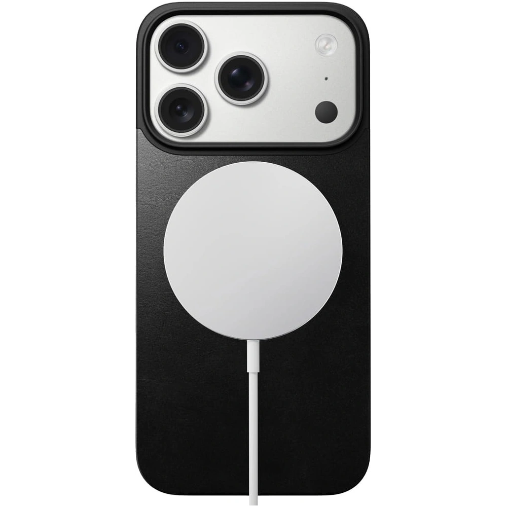 Nakładka na plecki NOMAD Magnetic Leather Back do Apple iPhone 17 Pro kompatybilna z MagSafe, skóra Horween (black)