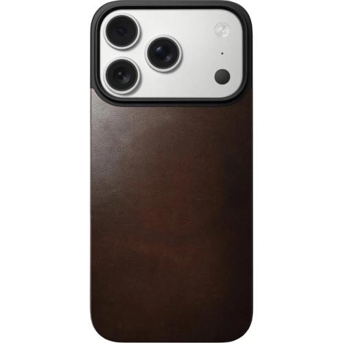 Nakładka na plecki NOMAD Magnetic Leather Back do Apple iPhone 17 Pro kompatybilna z MagSafe, skóra Horween (rustic brown)