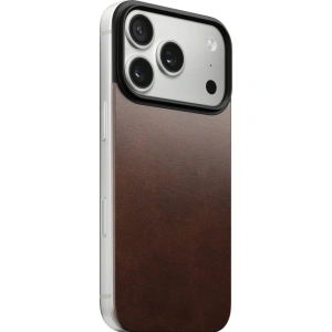 Nakładka na plecki NOMAD Magnetic Leather Back do Apple iPhone 17 Pro kompatybilna z MagSafe, skóra Horween (rustic brown)