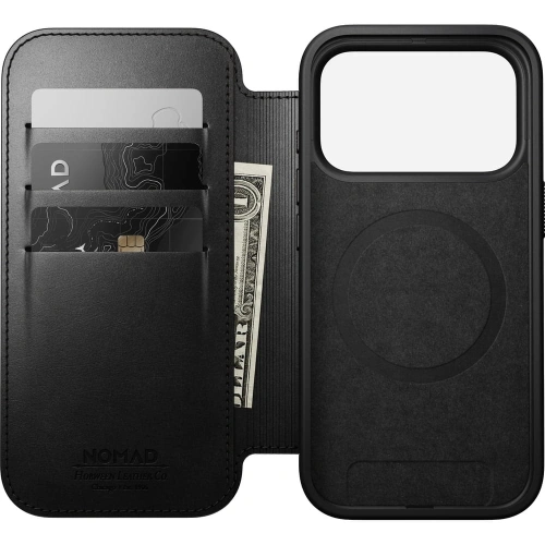 Skórzane etui NOMAD Modern Leather Folio do Apple iPhone 17 Pro kompatybilne z MagSafe, skóra Horween (black)