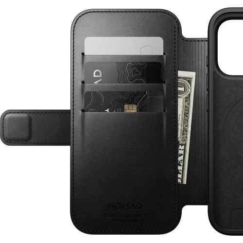 Skórzane etui NOMAD Modern Leather Folio do Apple iPhone 17 Pro kompatybilne z MagSafe, skóra Horween (black)