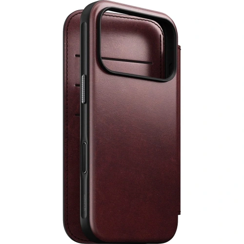 Skórzane etui NOMAD Modern Leather Folio do Apple iPhone 17 Pro kompatybilne z MagSafe, skóra Horween (burgundy)