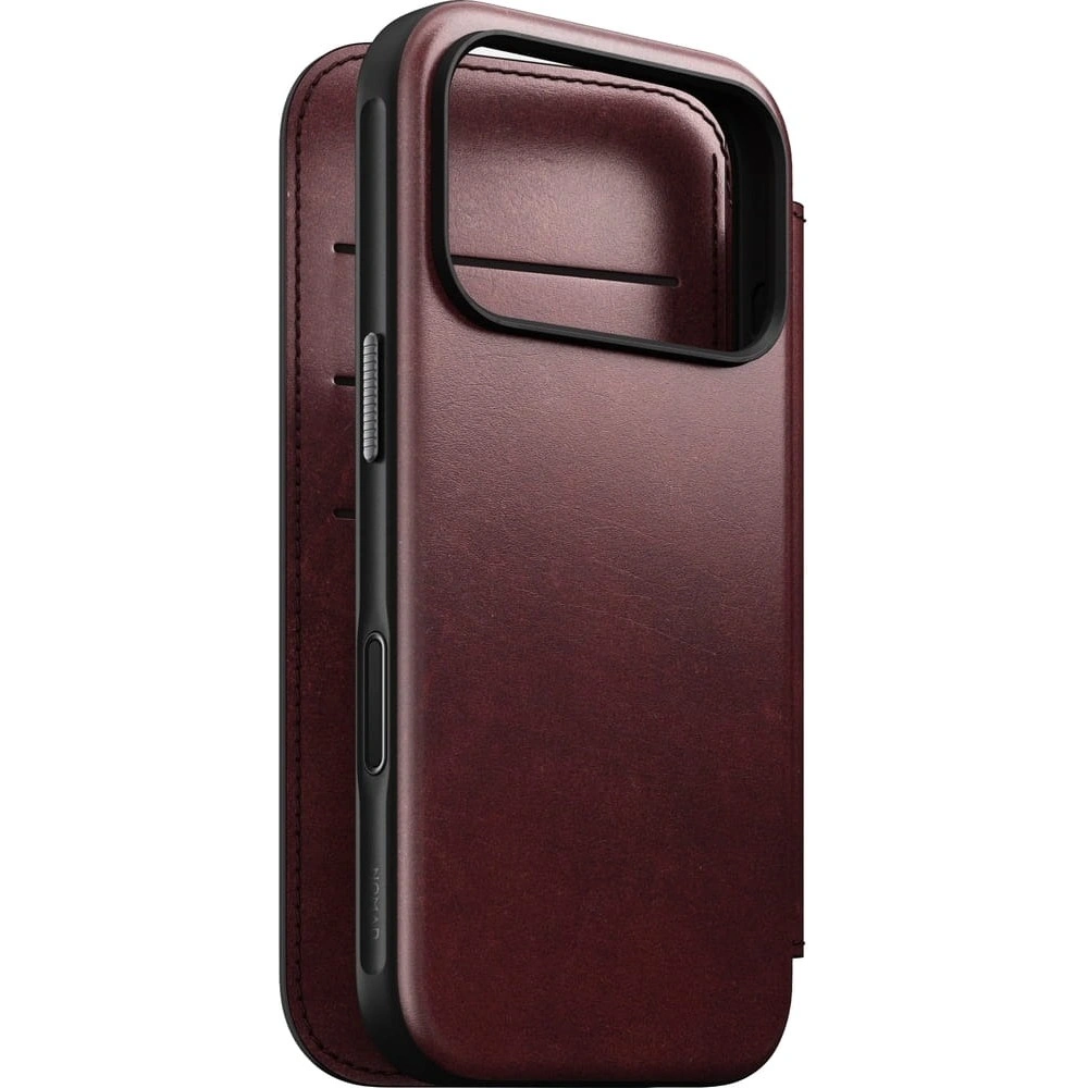 Skórzane etui NOMAD Modern Leather Folio do Apple iPhone 17 Pro kompatybilne z MagSafe, skóra Horween (burgundy)
