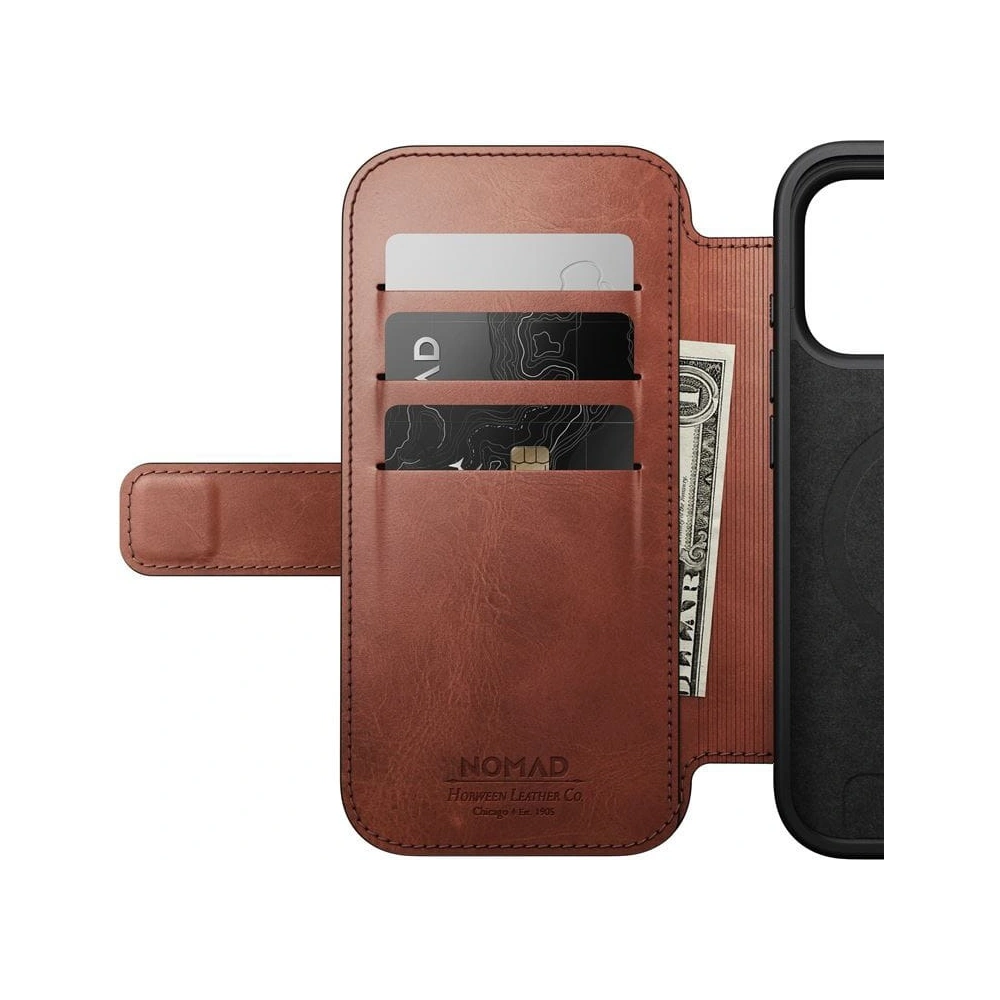 Skórzane etui NOMAD Modern Leather Folio do Apple iPhone 17 Pro kompatybilne z MagSafe, skóra Horween (olde dublin)