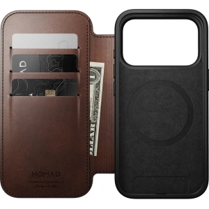 Skórzane etui NOMAD Modern Leather Folio do Apple iPhone 17 Pro kompatybilne z MagSafe, skóra Horween (rustic brown)