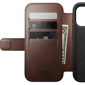 Skórzane etui NOMAD Modern Leather Folio do Apple iPhone 17 Pro kompatybilne z MagSafe, skóra Horween (rustic brown)