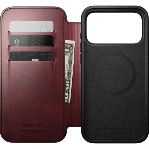 Skórzane etui NOMAD Modern Leather Folio do Apple iPhone 17 Pro Max kompatybilne z MagSafe, skóra Horween (burgundy)